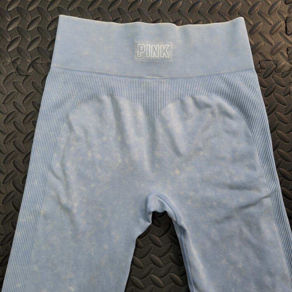 PINK Victoria's Secret Leggings Womens L Light Blue Seamless High Rise Yoga